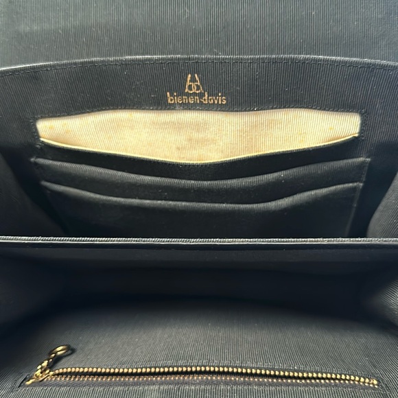 Bienen-Davis Vintage Mid-Century Structured Black Leather Purse Bag One Handle - Picture 4 of 9